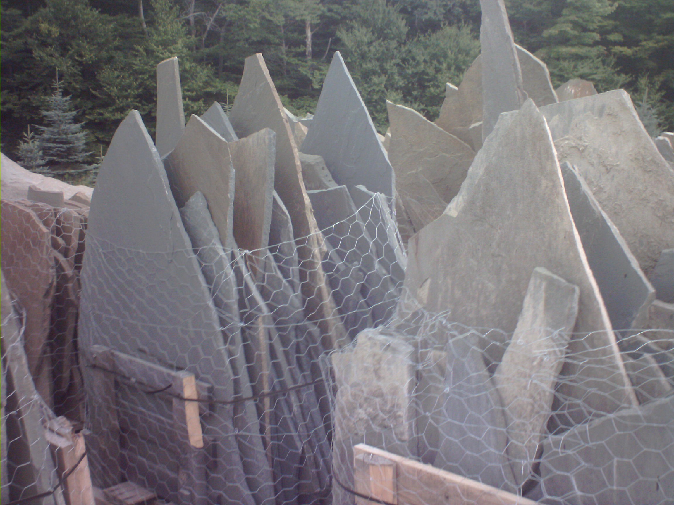 broken Pennsylvania bluestone flagstone at the quarry